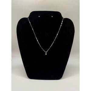 Silver Tone Solitaire Rhinestone Pendant Necklace Minimalist Everyday Jewelry